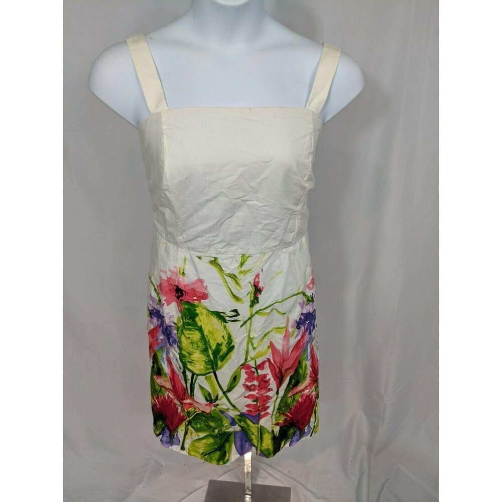 Dressbarn White Floral Cotton dress Size 16 - Picture 2 of 5